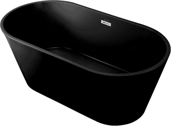 1500mm Straight Round Black Freestanding Luxury Soaking Tub - Image 3