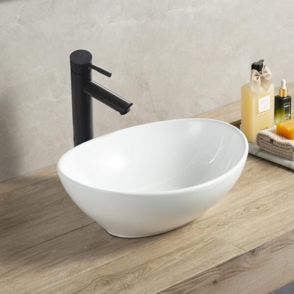 White Oval Countertop Basin - Model P02