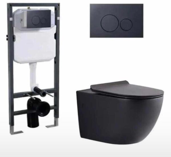 Matte Black Executive Round Pan Concealed Toilet - Image 2