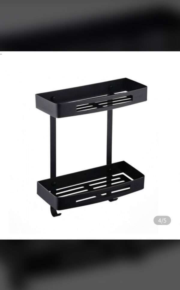 Black Dual-Level Bathroom Shelf