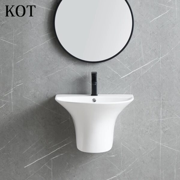 Round wall-hung ceramics basin - Image 2