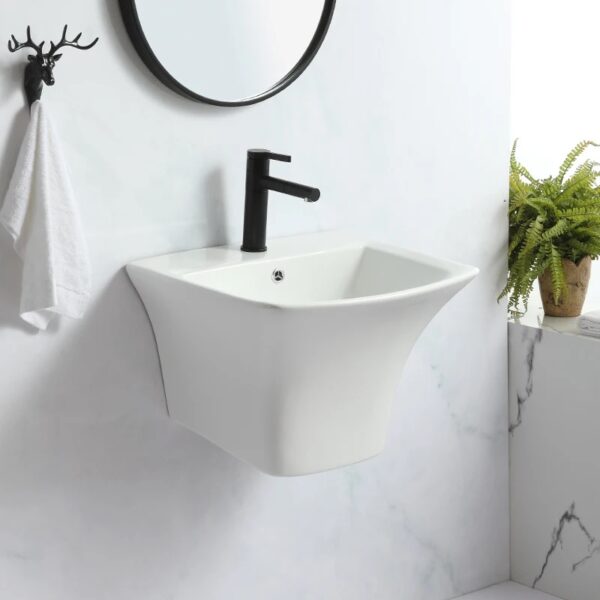 Square White Wall-Mounted Executive Basin